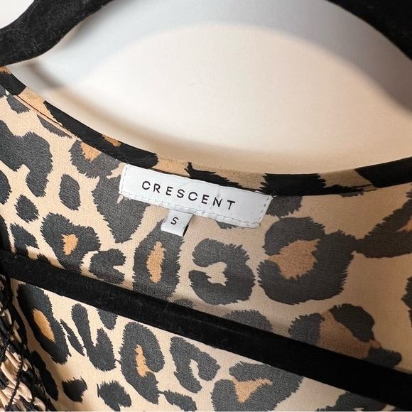 Crescent Leopard Print Smocked Peasant Dress Tunic - Size Small - Picture 3 of 9